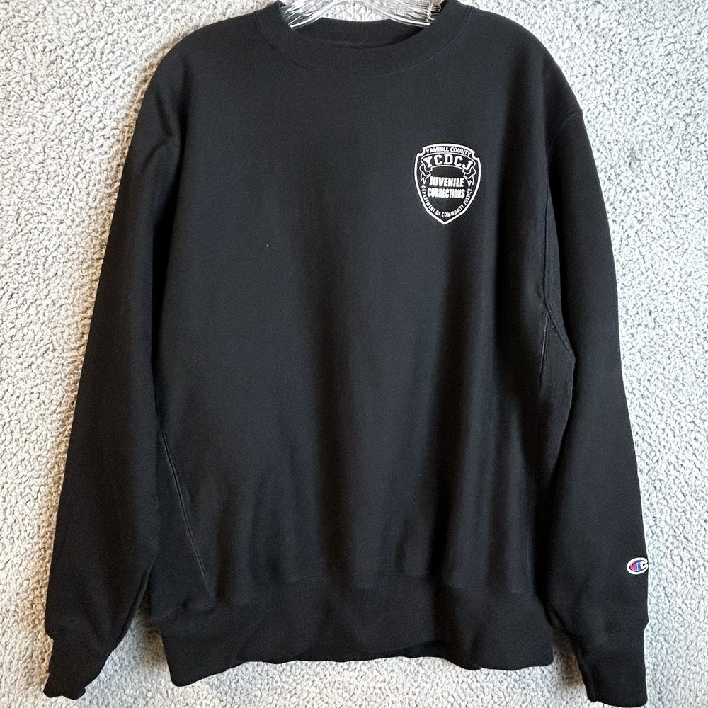 Oregon Juvenile Corrections Center Sweatshirt Large Champion Reverse Weave Black